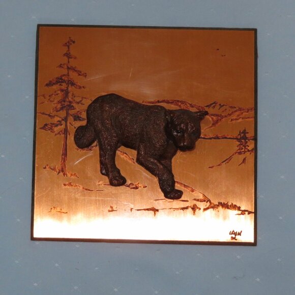Vintage 3D Copper Cougar Mountain Lion Plaque (F96) - Picture 3 of 5